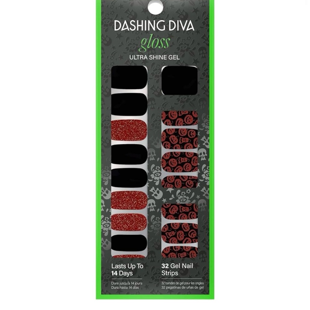 Dashing Diva Gloss Ultra Shine Gel Nail Strips - Black and Red